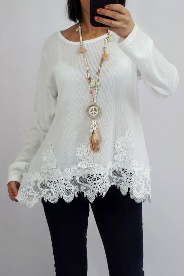 PULL BASE DENTELLE 0534 BLANC