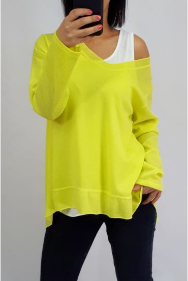 SWEATER 2 IN 1 BACK BUTTONS 0536 YELLOW