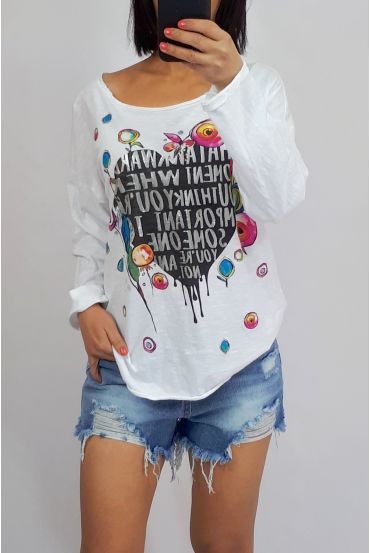 T-SHIRT CORAZÓN 7001 BLANCO