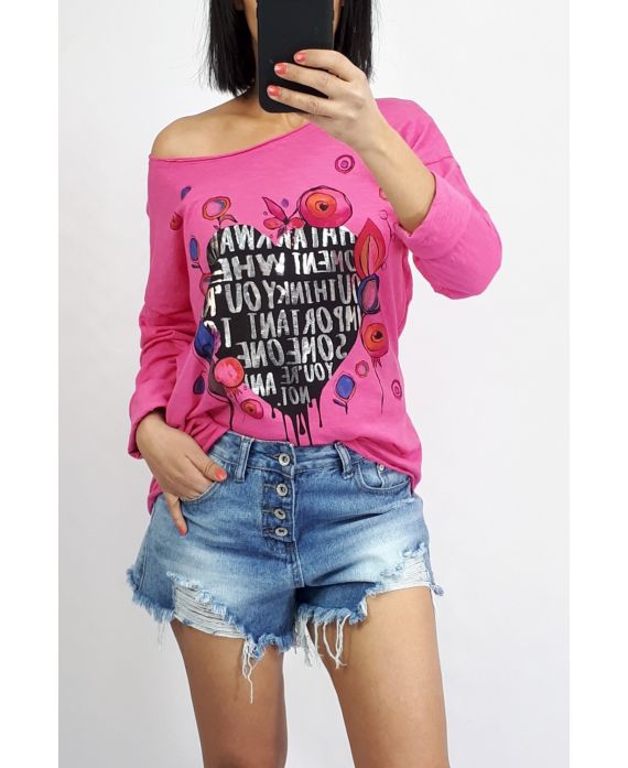 T-SHIRT CŒUR 7001 FUSHIA