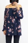 BLOUSE CLOAKING PRINTED 0540 NAVY BLUE