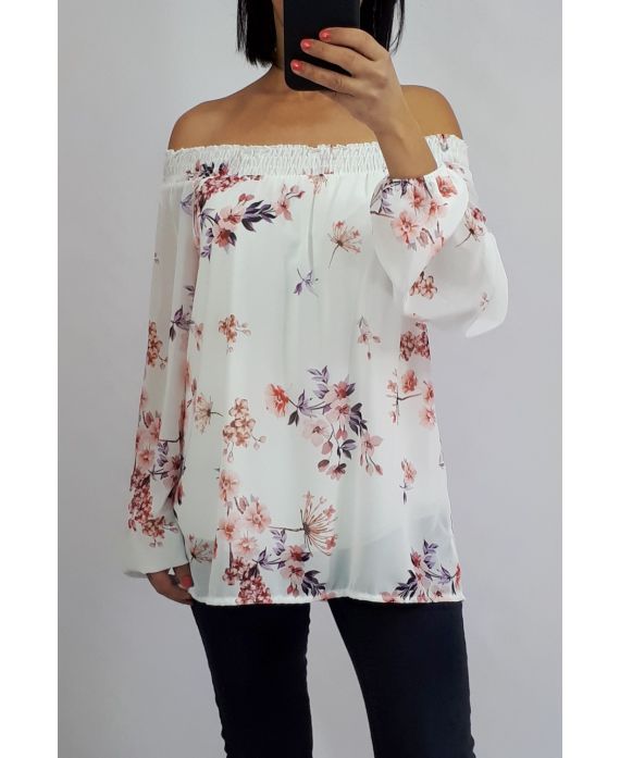 BLUSA DE ENCUBRIMIENTO IMPRESO 0540 BLANCO