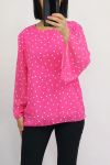 BLOUSE VOILAGE A POIS 0505 FUSHIA