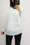 BLOUSE VOILAGE A POIS 0505 BLANC