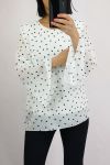 BLOUSE VOILAGE A POIS 0505 BLANC