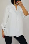 BLUSA PAILLETE ENCAJE 0554 BLANCO