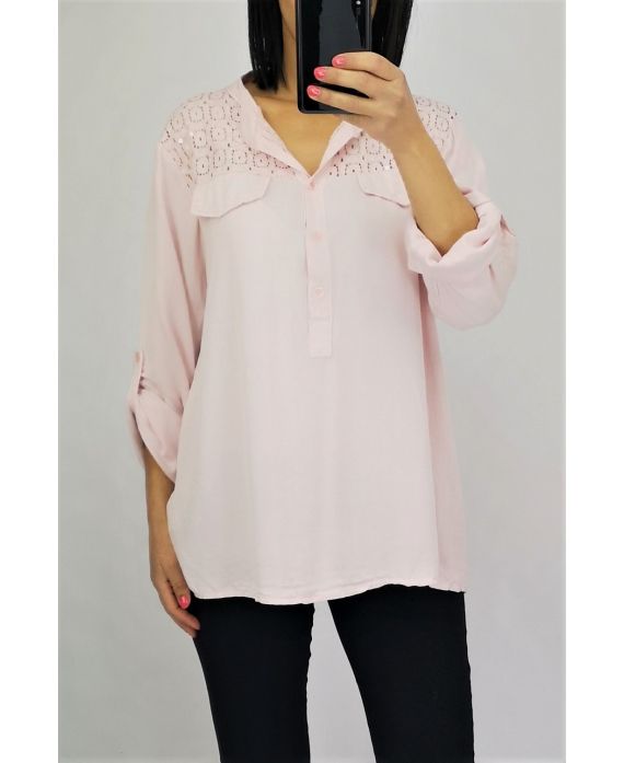 BLOUSE PAILLETE KANT 0554 ROZE