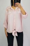 BLOUSE HEEFT TIE GLITTER 0555 ROZE