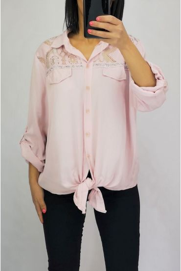 LA BLUSA TIENE LAZO DE GLITTER ROSA 0555