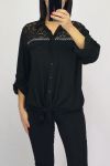 BLOUSE HAS TIE GLITTER 0555 BLACK