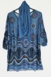 GRANDE TAILLE T-SHIRT + FOULARD 0557 BLEU