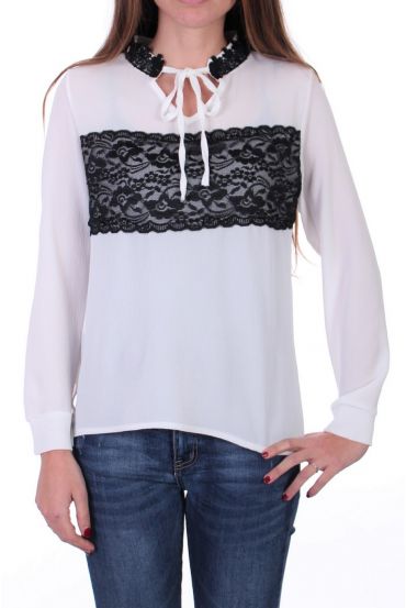 BLUSA DE ENCAJE 0525 BLANCO