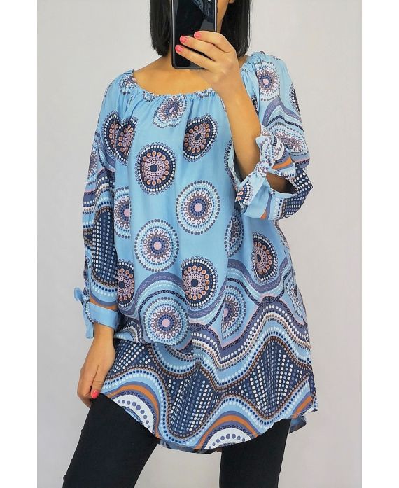 TUNIC PRINTED ETHNIC 0556 BLUE SKY