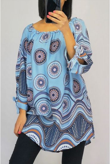 TUNIC PRINTED ETHNIC 0556 BLUE SKY