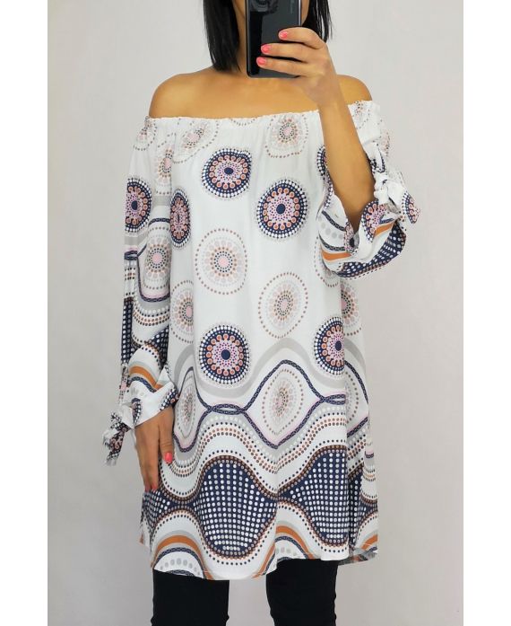 TUNIC PRINTED ETHNIC 0556 WHITE