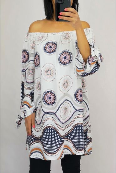 TUNIC PRINTED ETHNIC 0556 WHITE