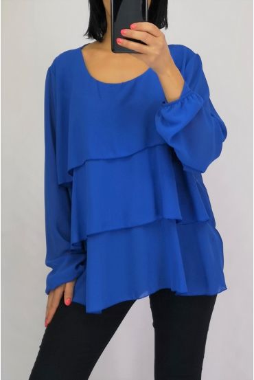 TUNIC HAS RUFFLED 0514 ROYAL BLUE