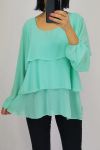 TUNIC HAS RUFFLED 0514 PASTEL GREEN