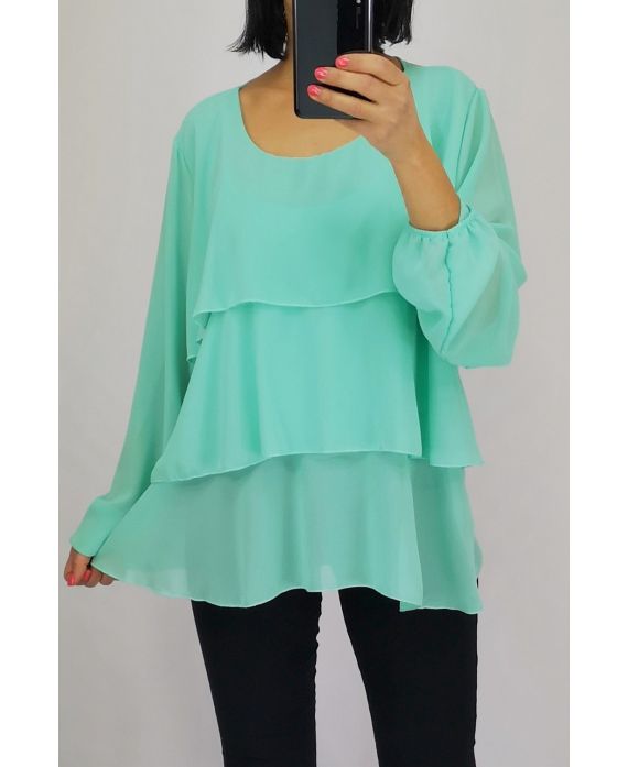 TUNIC HAS RUFFLED 0514 PASTEL GREEN