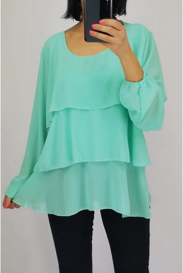 TUNIC HAS RUFFLED 0514 PASTEL GREEN