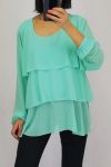 TUNIC HAS RUFFLED 0514 PASTEL GREEN