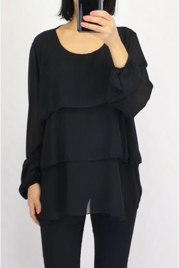 TUNIC HAS RUFFLED 0514 BLACK