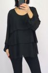 TUNIC HAS RUFFLED 0514 BLACK