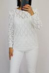 KNIT PULLOVER AJOUREE 0528 WHITE