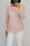 KNIT PULLOVER AJOUREE 0528 ROSE