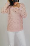 KNIT PULLOVER AJOUREE 0528 ROSE