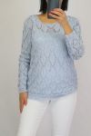 KNIT PULLOVER AJOUREE 0528 SKY BLUE