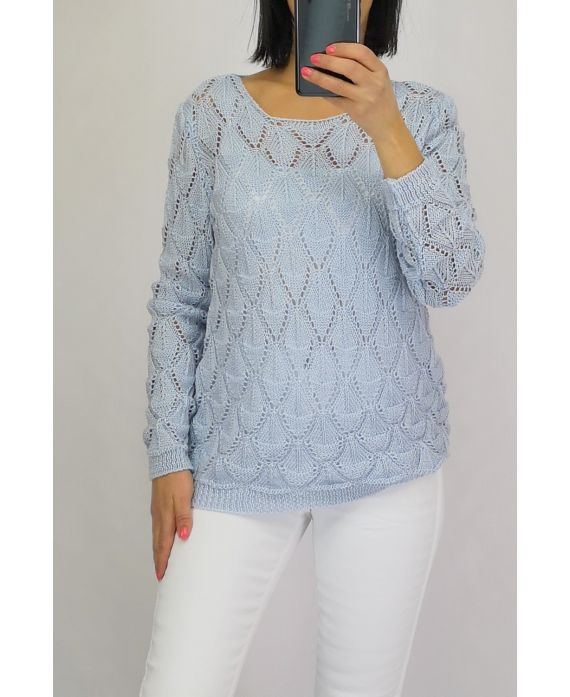 MAGLIA PULLOVER AJOUREE 0528 CIELO BLU