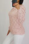 KNIT PULLOVER AJOUREE 0528 ROSE