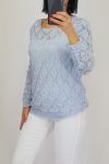 KNIT PULLOVER AJOUREE 0528 SKY BLUE