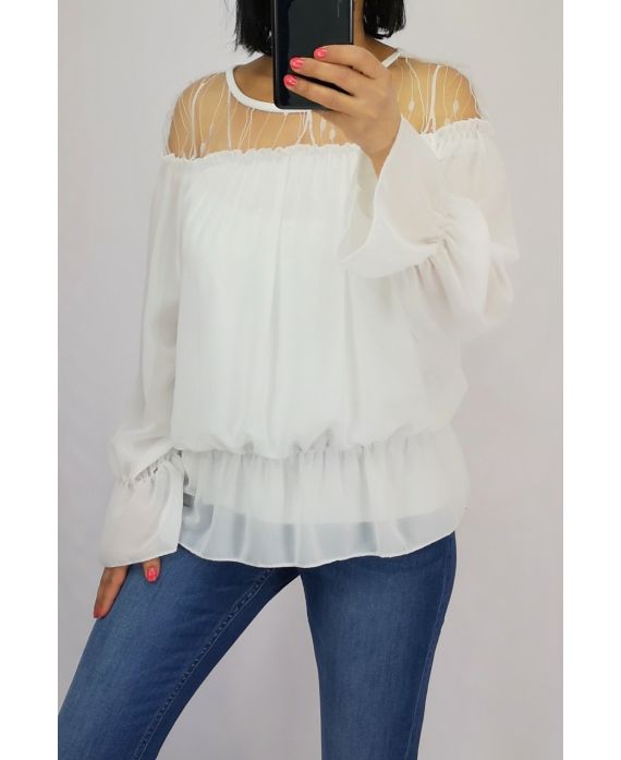 BLUSA DE ENCAJE 0515 BLANCO