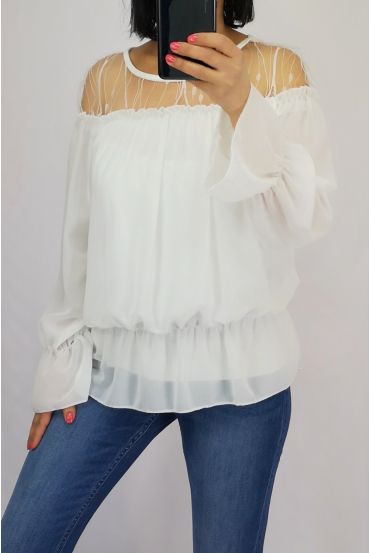 BLUSA DE ENCAJE 0515 BLANCO