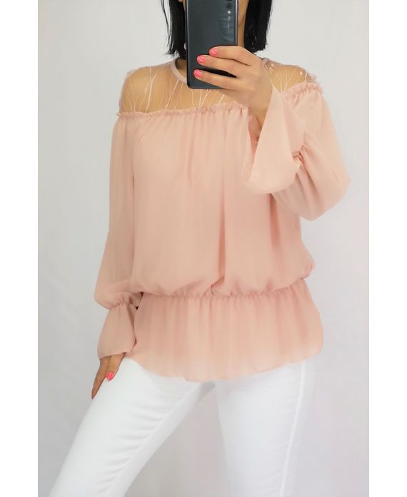 BLUSA DE ENCAJE 0515 ROSA