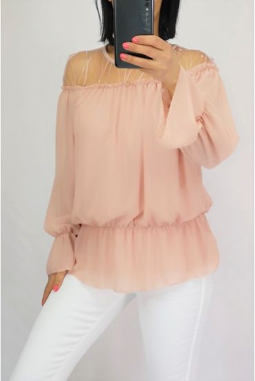 BLUSA DE ENCAJE 0515 ROSA