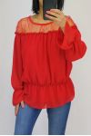 BLUSA DE ENCAJE 0515 ROJO