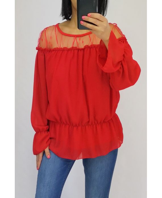 BLOUSE DENTELLE 0515 ROUGE