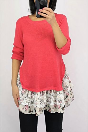 TUNIC BASIC LACE 0564 CORAL