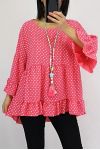 TUNIC TOP HAS POLKA DOT BOHEME 0563 CORAL