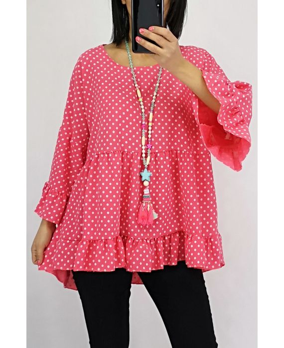 TUNIC TOP HAS POLKA DOT BOHEME 0563 CORAL