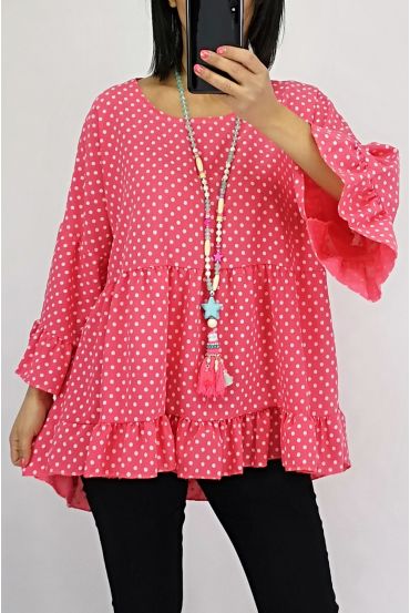 TUNIC TOP HAS POLKA DOT BOHEME 0563 CORAL