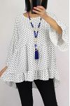 TUNIC TOP HAS POLKA DOT BOHEME 0563 WHITE