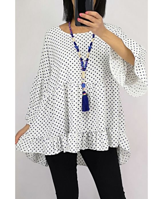 TOP TUNICA HA POLKA DOT BOHEME 0563 BIANCO