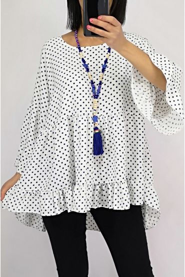 TUNIEK HEEFT POLKA DOT BOHEME 0563 WIT