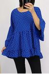 TUNIC TOP HAS POLKA DOT BOHEME 0563 ROYAL BLUE