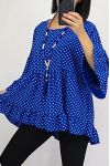 TUNIC TOP HAS POLKA DOT BOHEME 0563 ROYAL BLUE