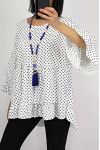 TUNIC TOP HAS POLKA DOT BOHEME 0563 WHITE